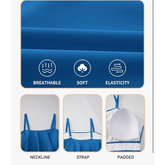 Womens Plus Size One Piece Swimsuit Ruffle Trim Tummy Control blue size 3X - Picture 6 of 16